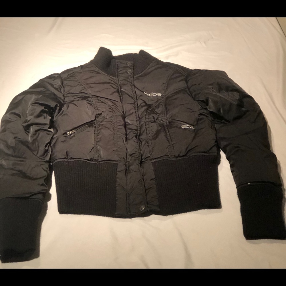 bebe black bomber jacket